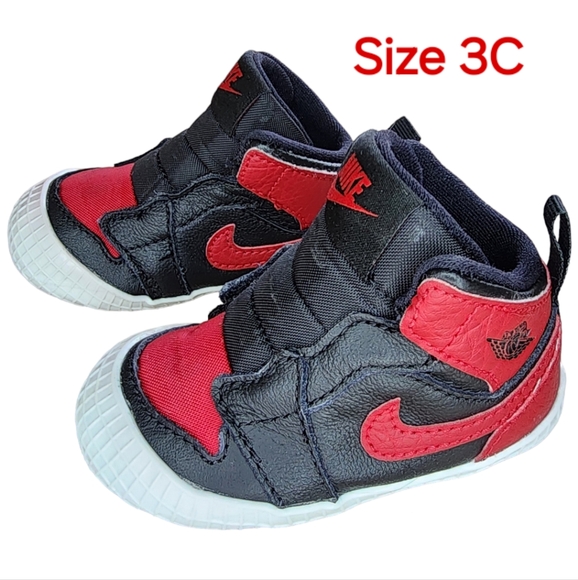 Nike Air Jordan Crib Bootie BRED BANNED AT3745-023 Size 3C Black